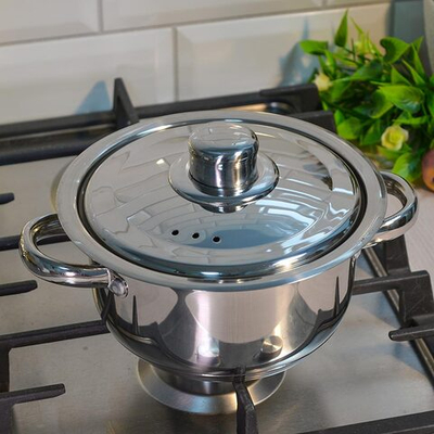 Кастрюля 1,8л нерж "Астра", d16см, h9см с металлической крышкой, ТРС, капсульное дно, индукция