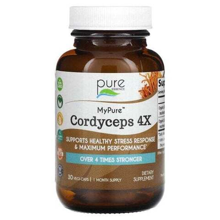 Грибы Pure Essence, MyPure, кордицепс 4X, 30 растительных капсул