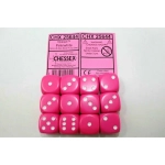 Chessex 12-D6 set (16mm) - Opaque Pink/White