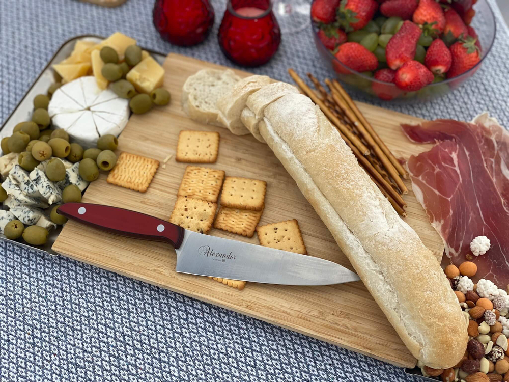 🏆Кухонный нож Alexander M PRO AUS-8 Red G10