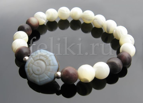 браслет из агата и перламутра (б-0876-16)