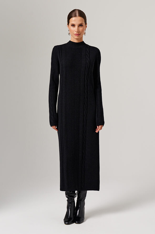 51598 Платье женское (черный меланж)