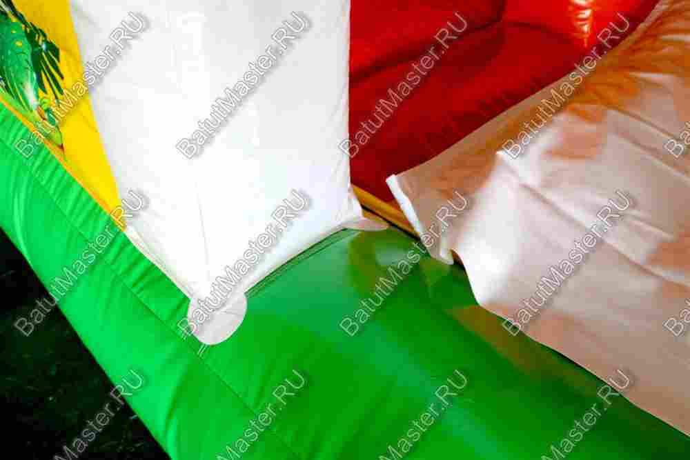 Надувной батут "Слоник в джунглях с двумя лестницами и широким скатом" 6*5*5.5 м