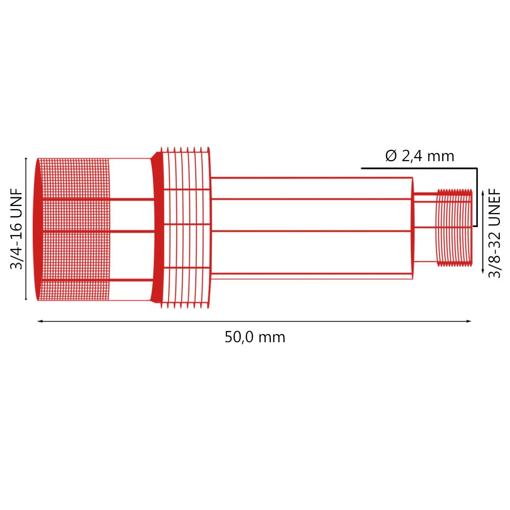 Держатель цанги 2.4 газовая линза 45V26