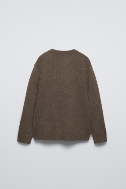 ZARA СВИТЕР ИЗ 100% КАШЕМИРА, КОРИЧНЕВЫЙ С МЕЛАНЖЕВЫМ ЭФФЕКТОМ