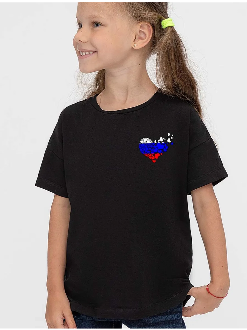 Футболка детская патриотическая сердце с сердечками