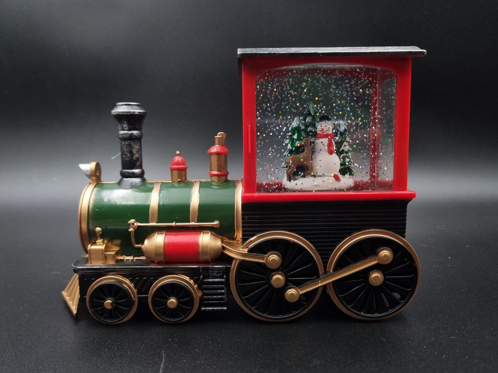 Паровоз новогодний светящийся музыкальный сеть/батарейки QW12