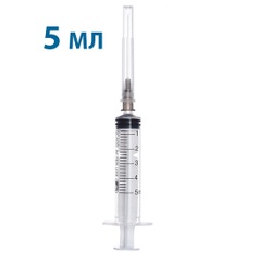 Шприц  одноразовый  3-х компонентный с надетой иглой  Луер Huaian City