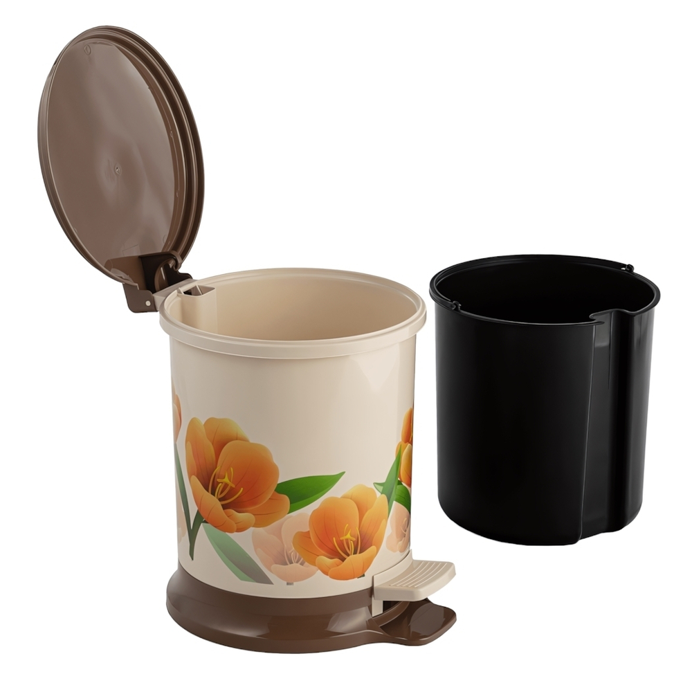 Ведро для мусора с педалью 11л с рисунком "Тюльпан", устойчивое
