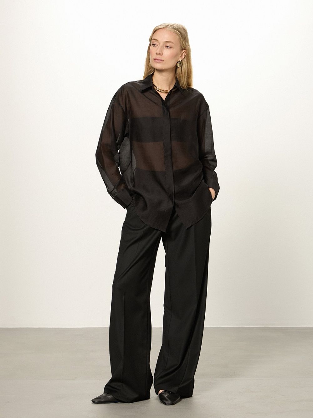 Рубашка Хельсинки черный шифон