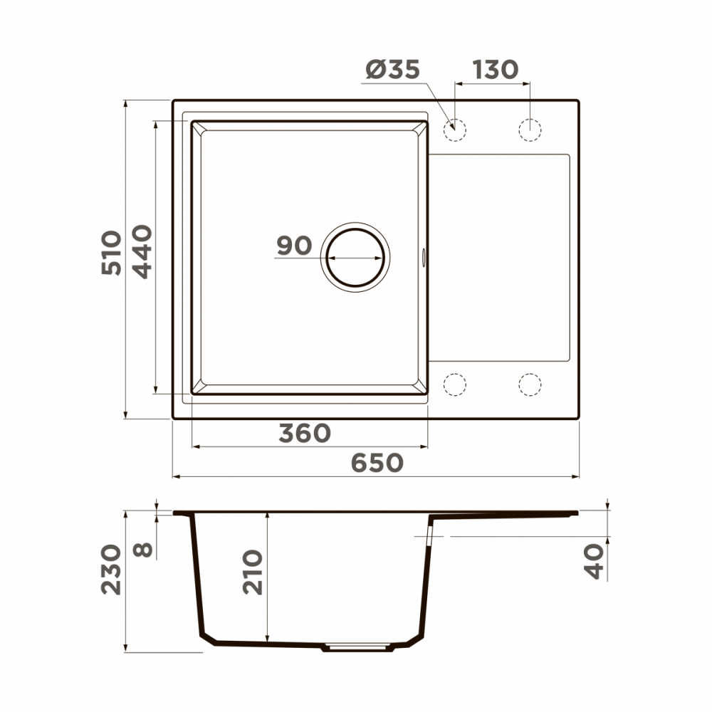 Кухонная мойка Omoikiri Daisen 65T-GR