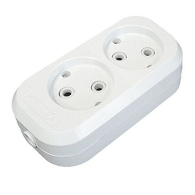 Колодка 2 гн. б/з пластик белая UNIVERSAL Е202