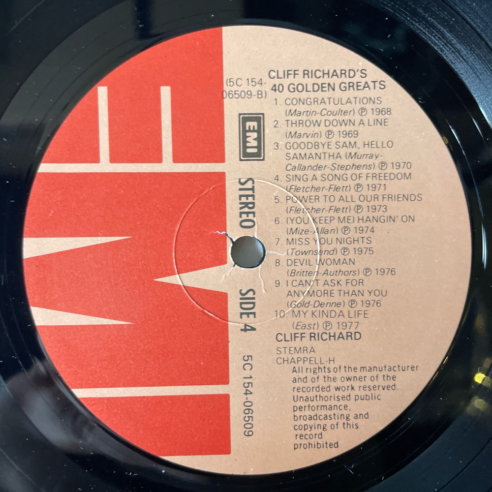 Винтажная виниловая пластинка LP Cliff Richard 40 Golden Greats (Нидерланды 1977) Devil Woman