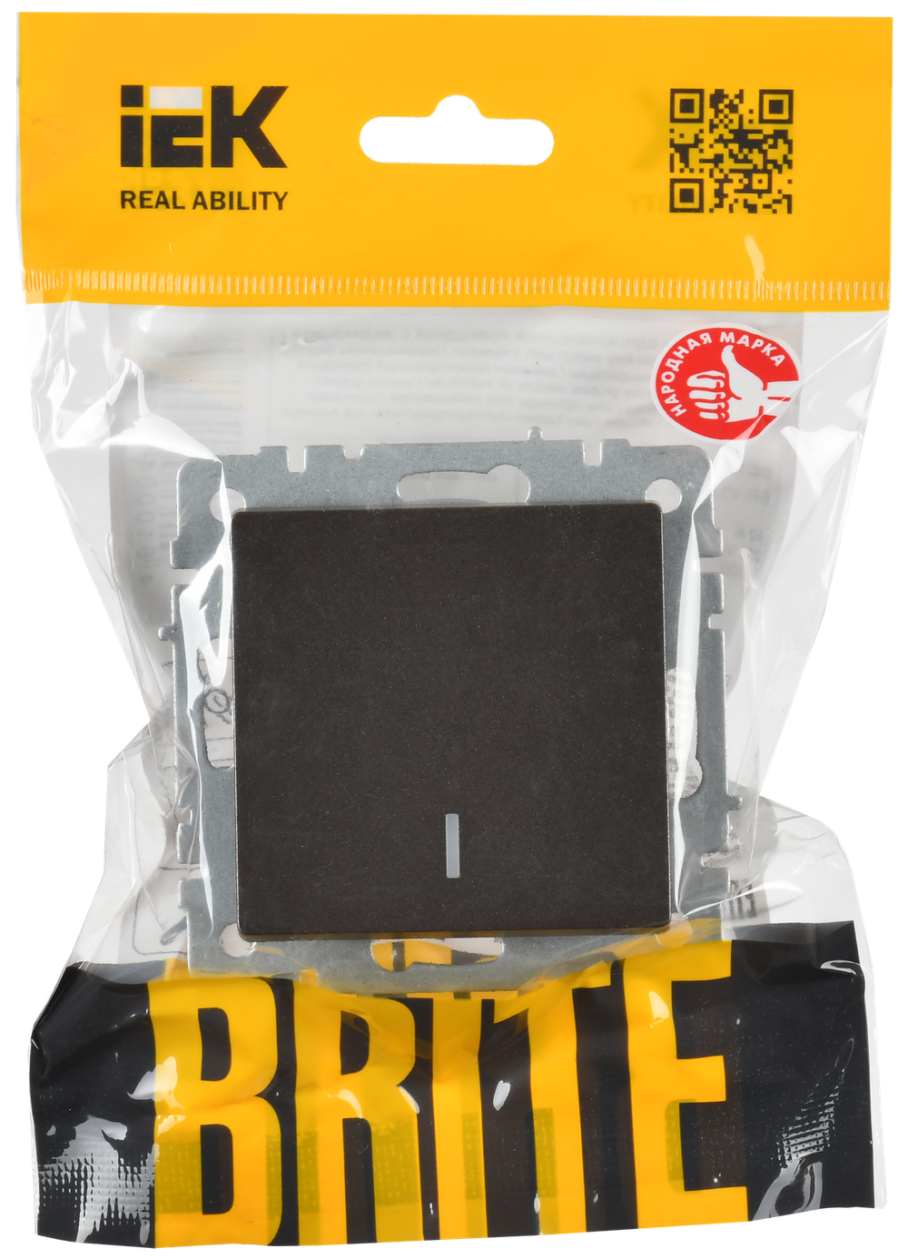 BRITE Выключатель 1-клавишный проходной с индикацией 10А ВС10-1-7-БрТБ темная бронза IEK