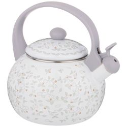 ЧАЙНИК AGNESS ЭМАЛИРОВАННЫЙ СО СВИСТКОМ, СЕРИЯ "ВИВЬЕН" 2,2Л, ИНДУКЦИОННОЕ ДНО