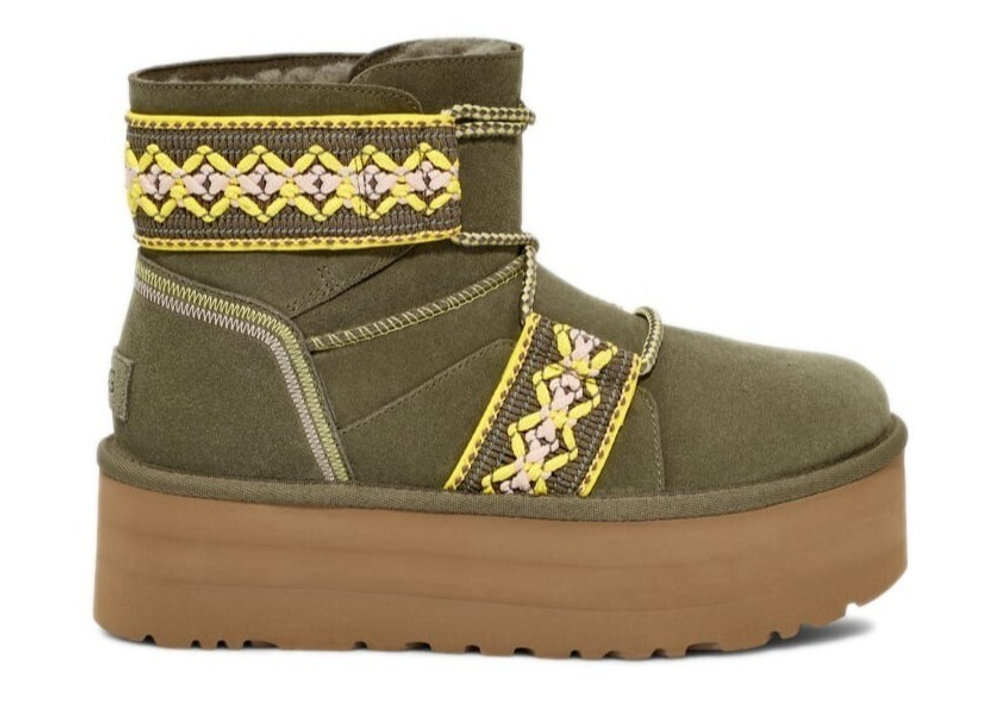 UGG WOMEN MINI BRAID PLATFORM KHAKI