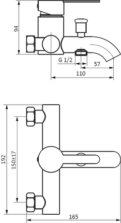 Смеситель для ванны с душем STWORKI Стокгольм HFSG10030 черный, однорычажный, латунь, настенный, матовый