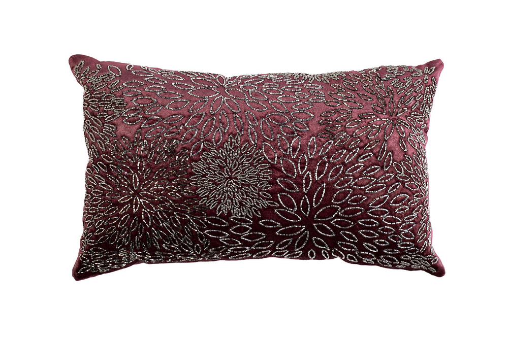 Подушка с вышивкой 30x50см Garda Decor Огни бордовая