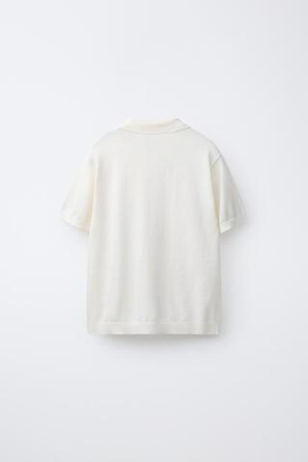 ZARA ПОЛО ИЗ ХЛОПКА И ЛЬНА В ПОЛОСКУ, ЭКРЮ