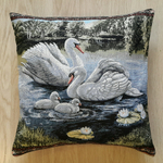 Декоративный гобеленовый чехол для интерьерной подушки Лебеди 47х47