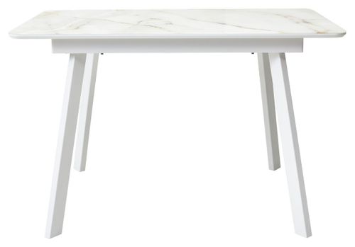 Стол АРУБА 140 нераздвижной АУРУМ, стекло/ БЕЛЫЙ каркас