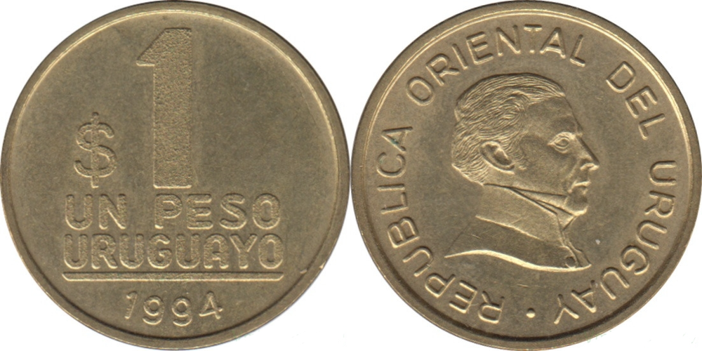 Уругвай 1 песо, 1994 Хосе Хервасио Артигас UNC