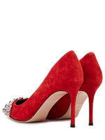 Женские туфли красные с декоративными камнями