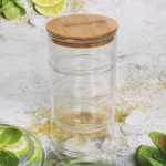 Банка для продуктов стеклянная «Хай-Тек» в наборе 4*400мл с бамбуковой крышкой 11*6см