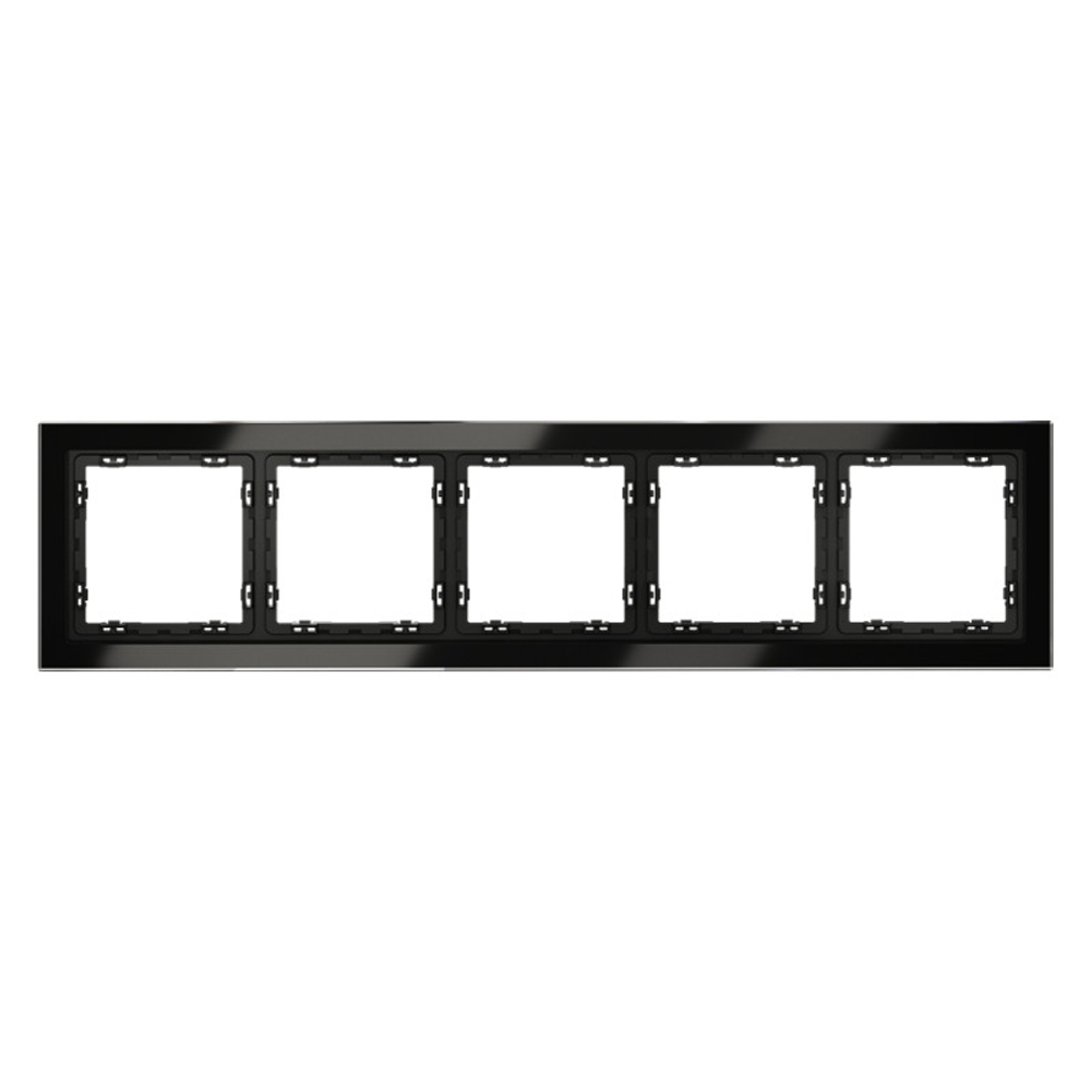 Рамка стеклянная VOLTUM S70 на 5 постов, (черный,стекло)