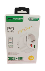 Сетевой адаптер питания LP NS3 3USB 1 розетка QC3.0+ PD20W 38W (белый)