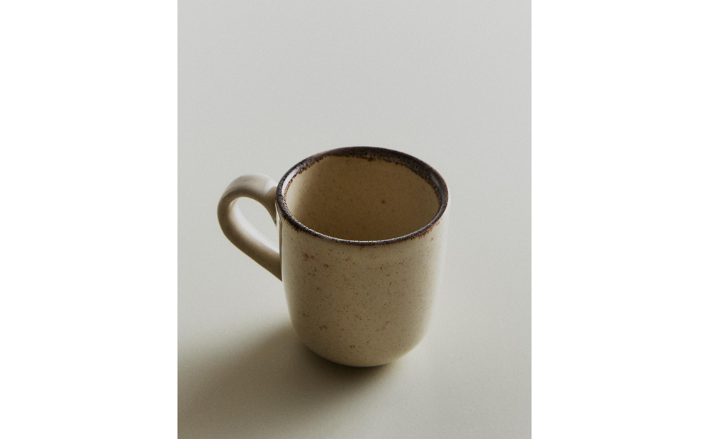 Zara Home чашка из каменной керамики, цвет бежевый, 6.6 см