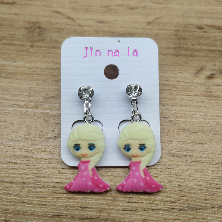 Клипсы Princess №2 Эльза кристалл металл серебристый