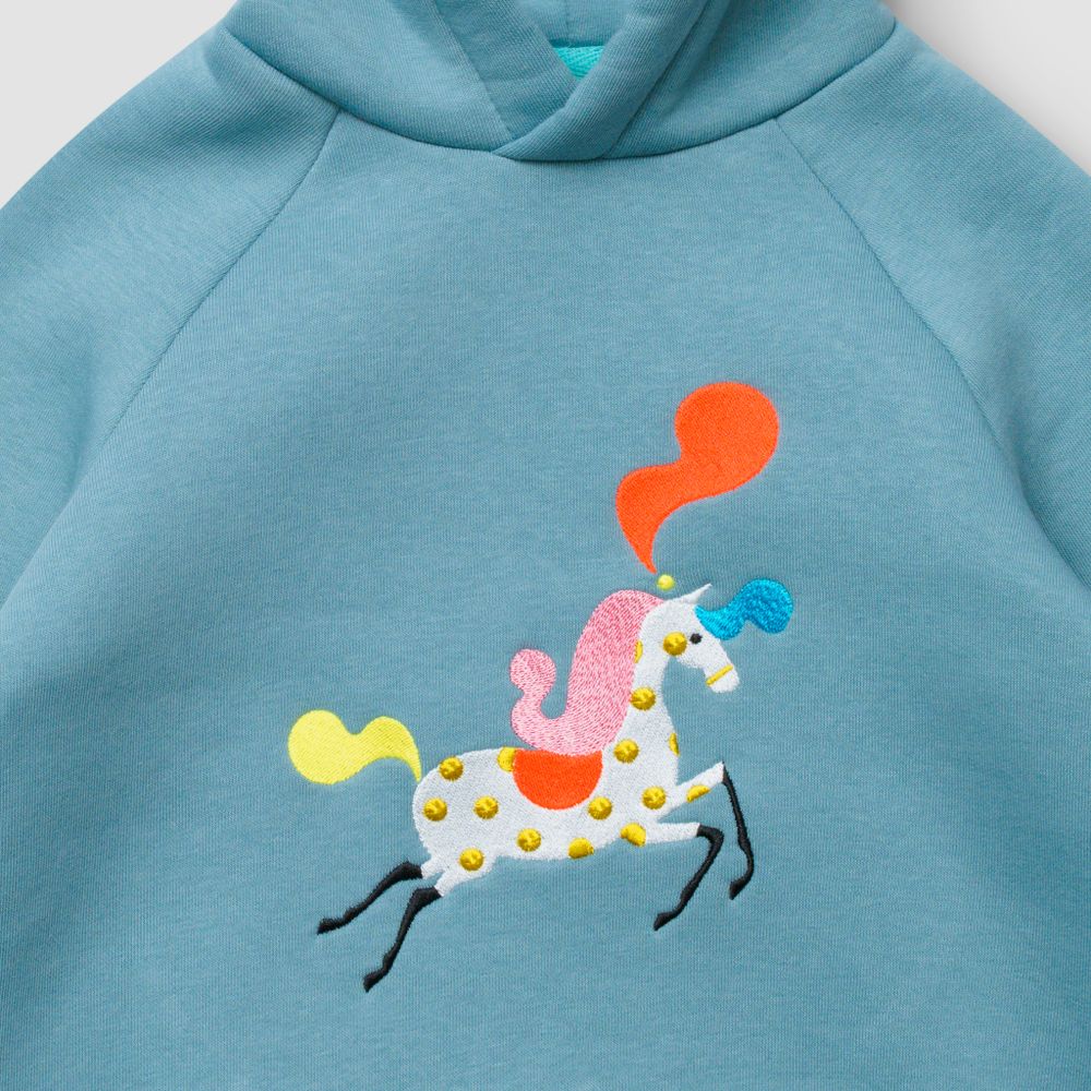 Худи серо-голубого цвета "Лошадка"