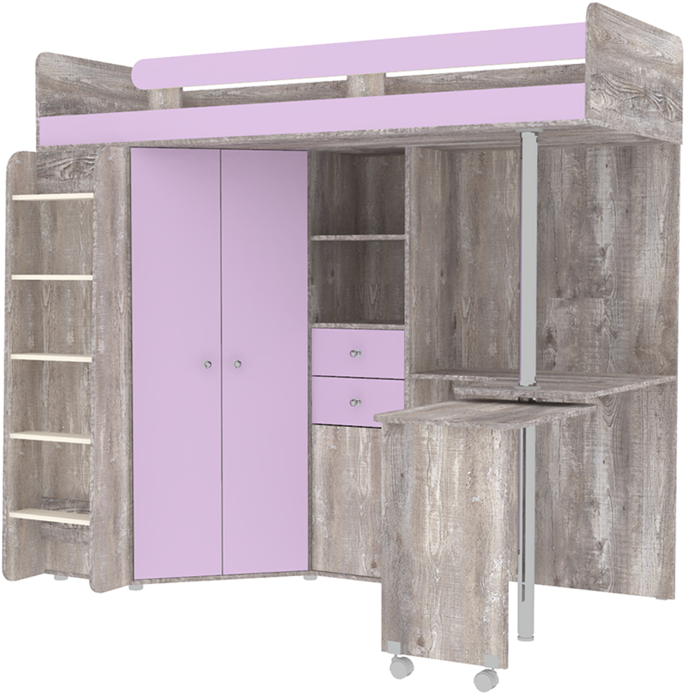 Кровать-чердак КарИВи М85 Бетон Ирис