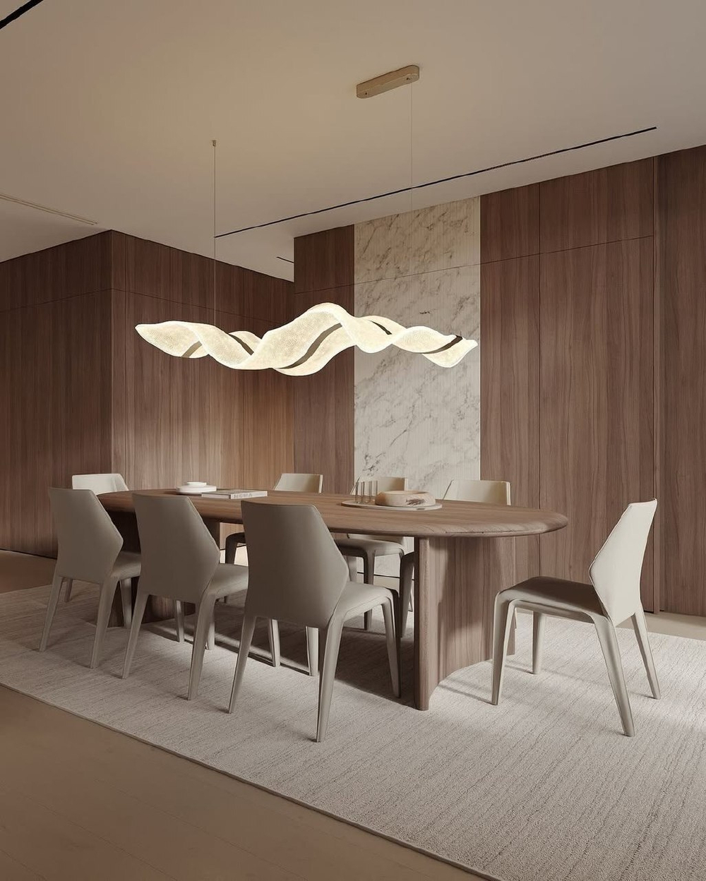 Эффектная подвесная люстра в форме волны