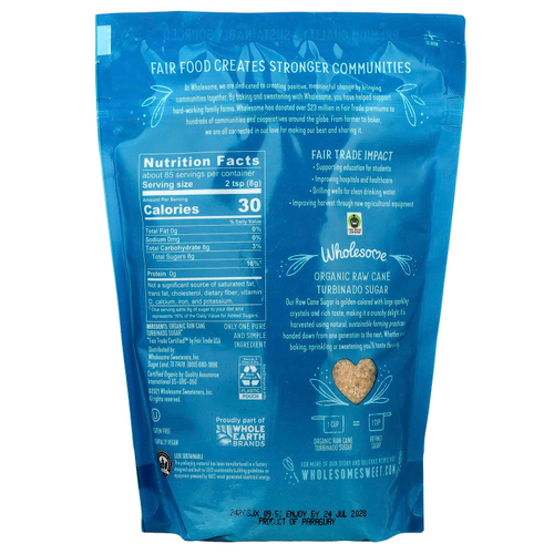 Wholesome Sweeteners, Органический турбинадо, нерафинированный тростниковый сахар, 24 унции (680 г)