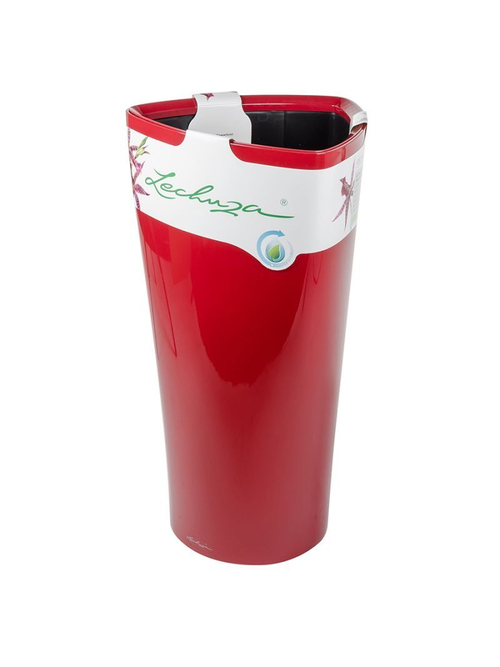 Кашпо Lechuza "Delta Complete scarlet red high gloss" (пластик), D40xH75 см
