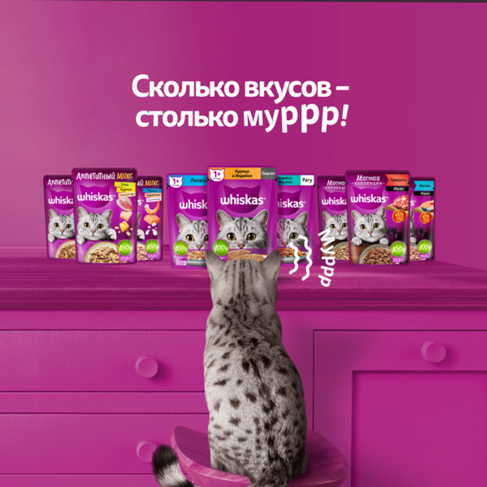 Корм для кошек влажный Паштет Курица Индейка, 75г  Whiskas