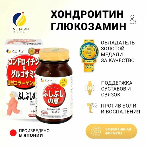 Fine Japan Хондроитин и глюкозамин (хондропротектор #1 в Японии) на 100 дней