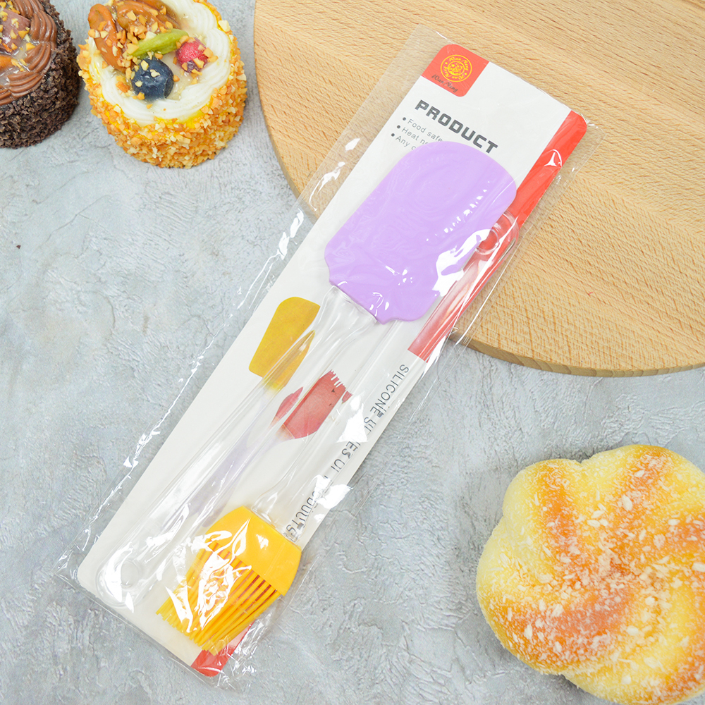 Набор кухонных принадлежностей силиконовый с акриловыми ручками: лопатка+кисточка, 24*5см/21*4см, NN