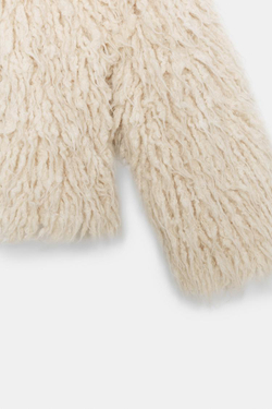 ZARА КАРДИГАН С БАХРОМОЙ И ЭФФЕКТОМ ВОРСА, ЭКРЮ