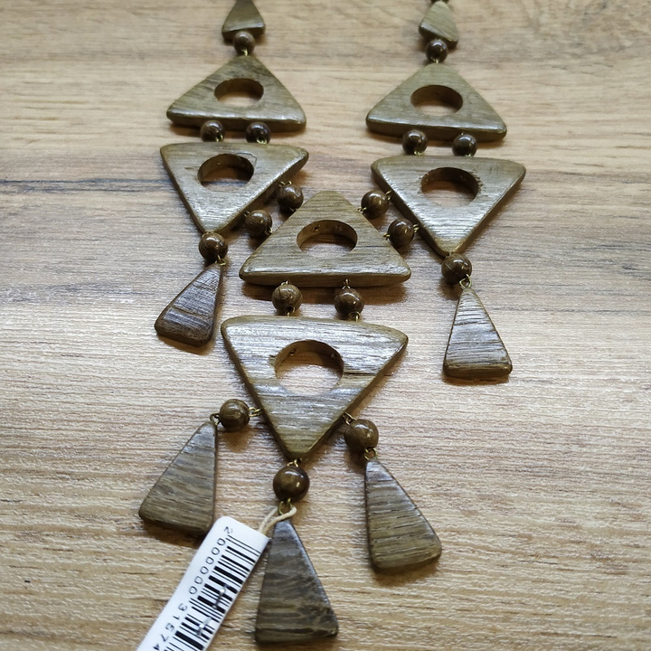 Колье Монокини, дерево, цвет бежево-кор., 62 см