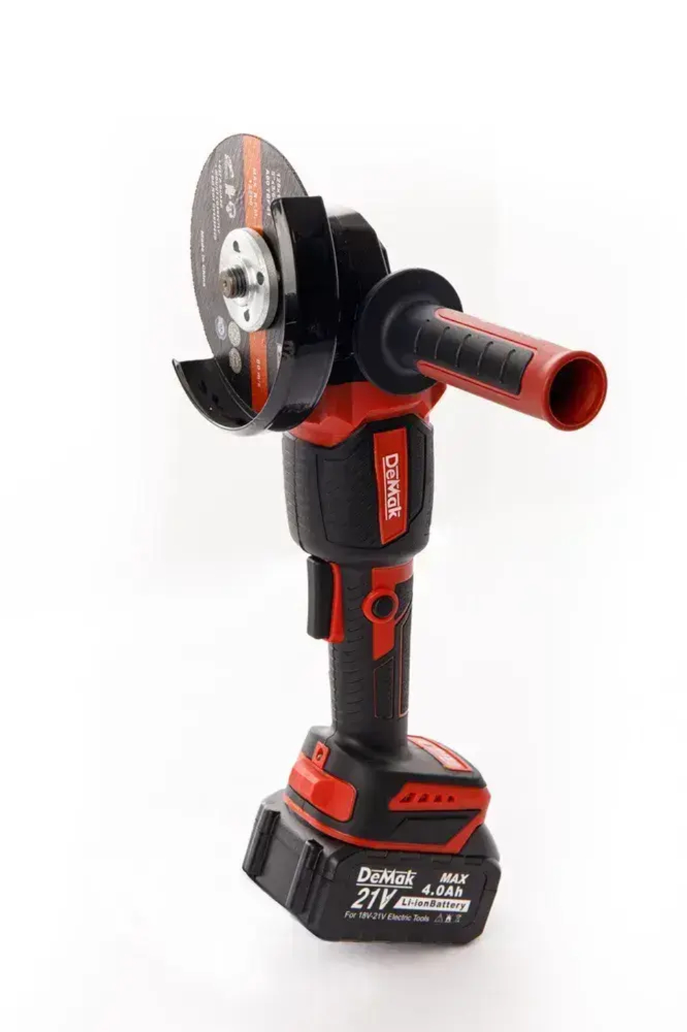 Болгарка аккумуляторная бесщеточная DeMak 21В, УШМ 125 мм, с регулировкой до 16000 об/м, 950W, в кейсе 2 АКБ 4 А/ч, + диск в подарок, фирменные очки, углошлифовальная машина 21V