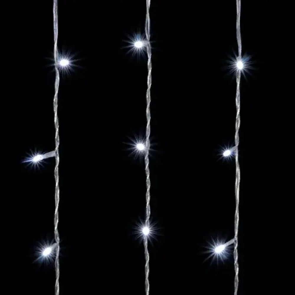 Светодиодный занавес 2*3 м., 600 белых LED ламп, мерцание, прозрачный провод ПВХ, LTC (PCL602BLW-10-2W)