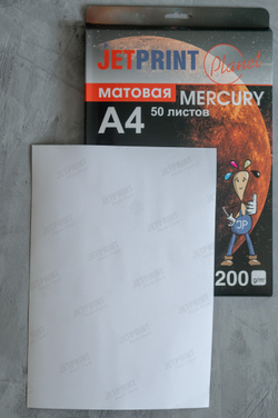 Фотобумага МАТОВАЯ, А4, 50 л, 200 г/м2 JetPrint для струйной печати фото