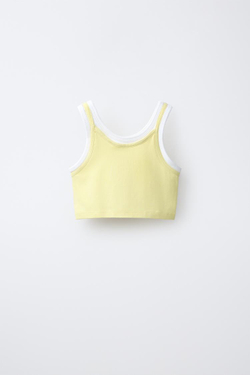 ZARA ДВУХСЛОЙНЫЙ ТОП КОНТРАСТНОГО ЦВЕТА, ЖЕЛТЫЙ