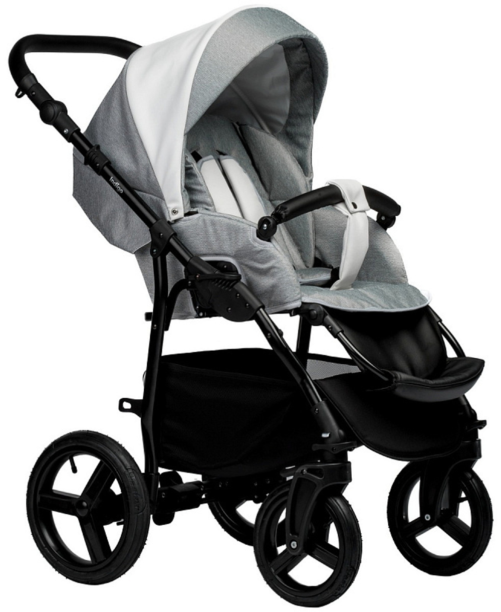 Детская коляска Indigo Impulse Eco 3 в 1 с автокреслом Avionaut Cosmo Ie03 белая кожа/серый