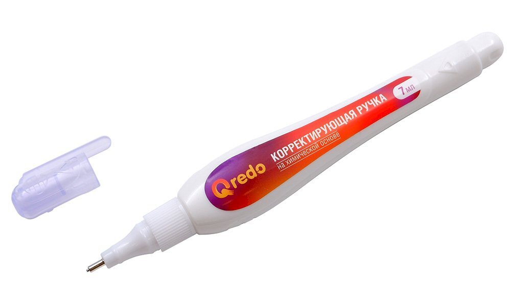 Корректирующая ручка Qredo, пластиковый наконечник, 7 мл