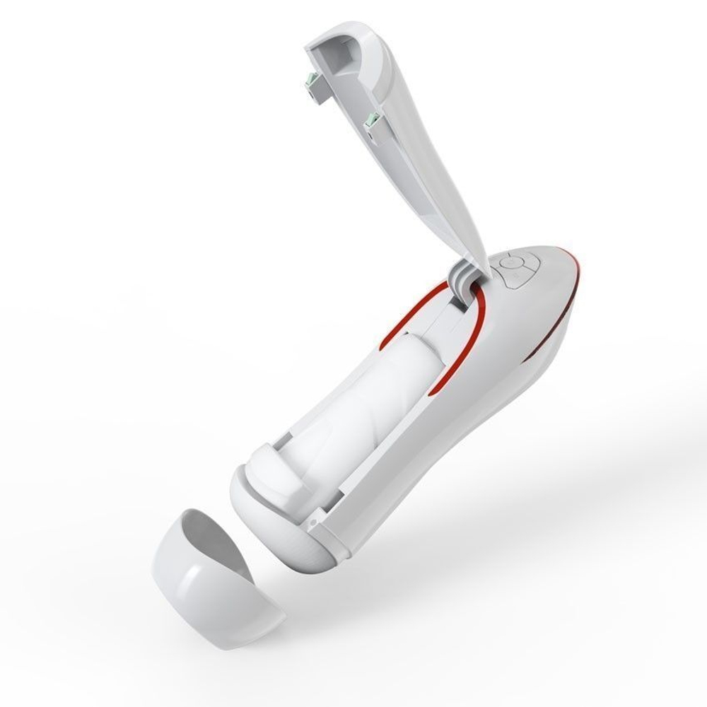 Белый вибромастурбатор со сжатием и голосовым сопровождением (Цвет: белый)