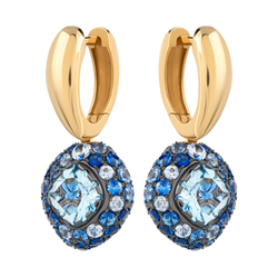 Серьги с Аквамарином и Сапфирами, E0074-0/58